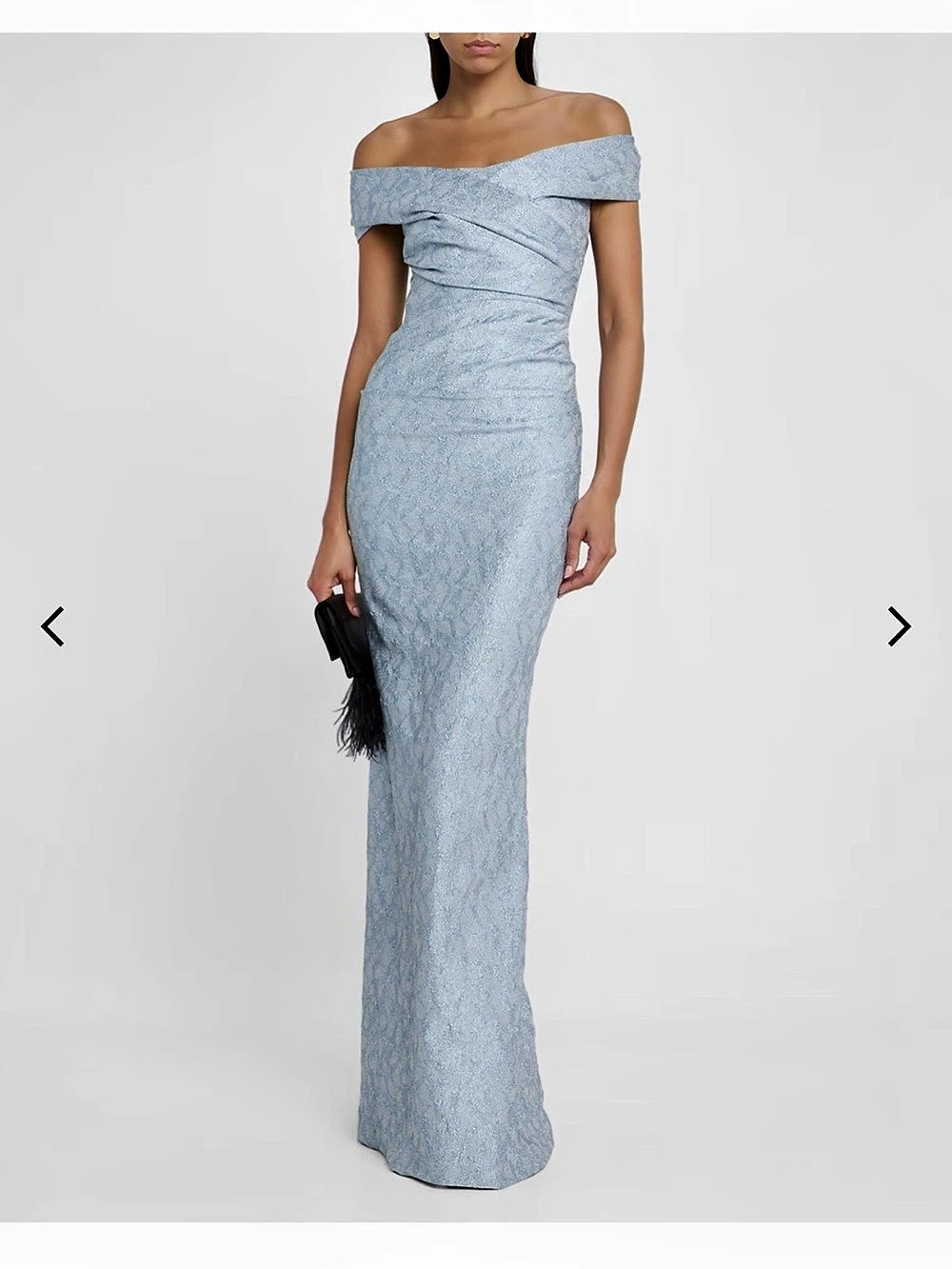 Teri Jon Off-Shoulder Maxi Dress in Blue Size 0 Like New